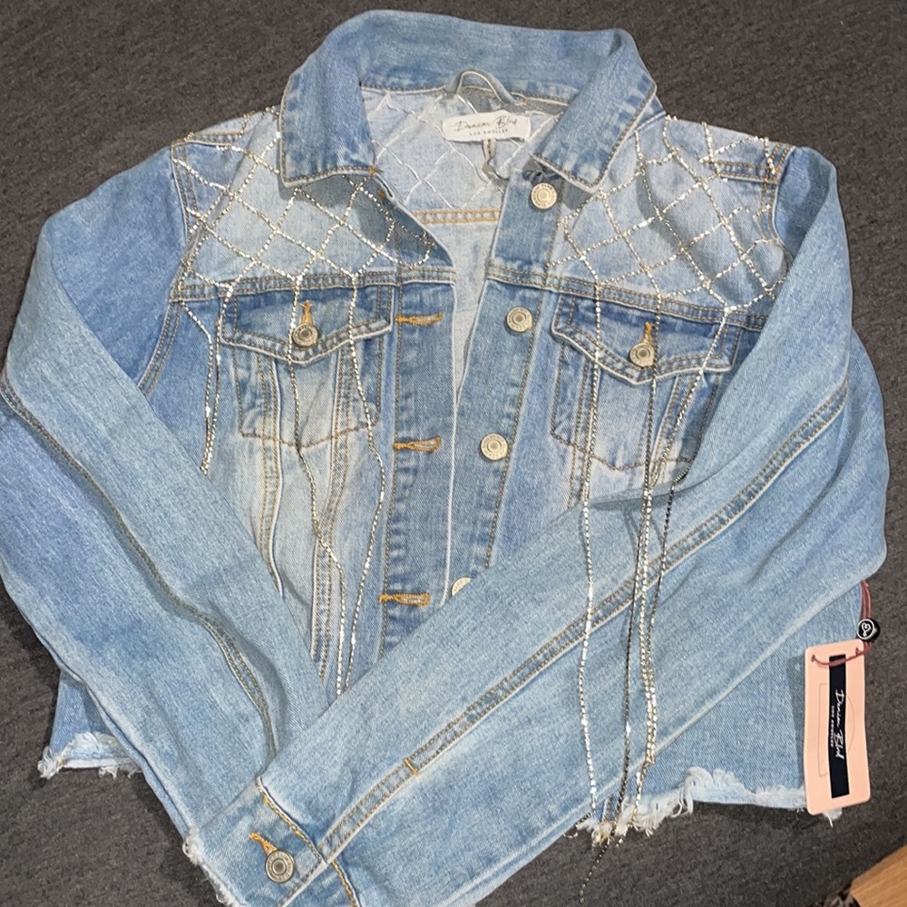 NWT Bling Denim Cropped Jacket